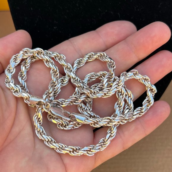 AGI ITALY Men's Rope Chain Real Solid 925 Sterling Silver Necklace 6mm 30" ITALY - Picture 6 of 15